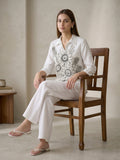 White Handpainted Cotton Top for Women