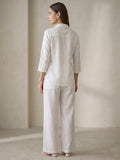 White Handpainted Cotton Top for Women