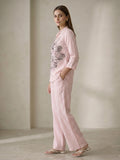Blush Pink Handpainted Women Cotton Top