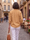 Golden Banded Collar Shirt For Womens